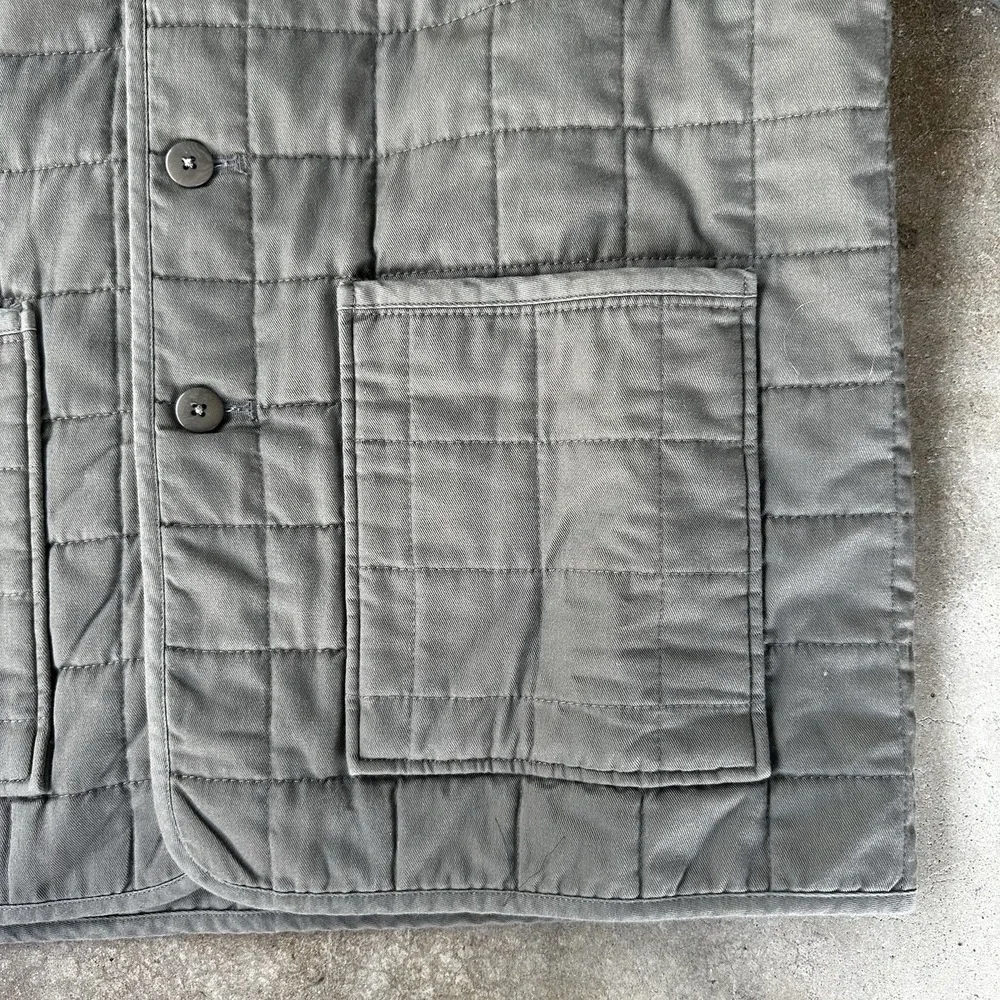 Alex Crane Quilted Kite Jacket Mens M Green Button Chore Coat Organic Cotton